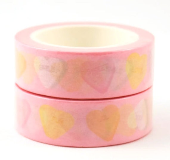Washi tape with candy hearts | pink masking tape | sweets craft tape | text  hearts