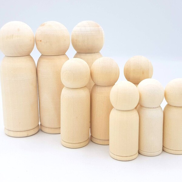 Unfinished wooden peg dolls, 3 different sizes | wood | family doll bodies | natural wooden dolls