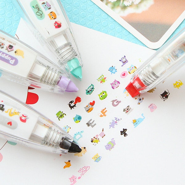 Cute decorative correction tape pen / Deco pen (owls, cats, monsters, dogs)