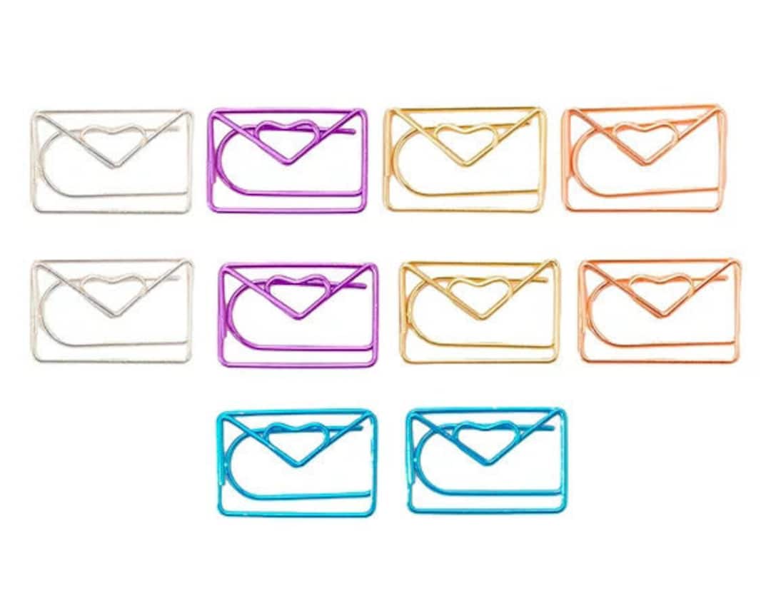 Set of 10 Envelope Paperclips Rose Gold Gold Silver Blue Etsy