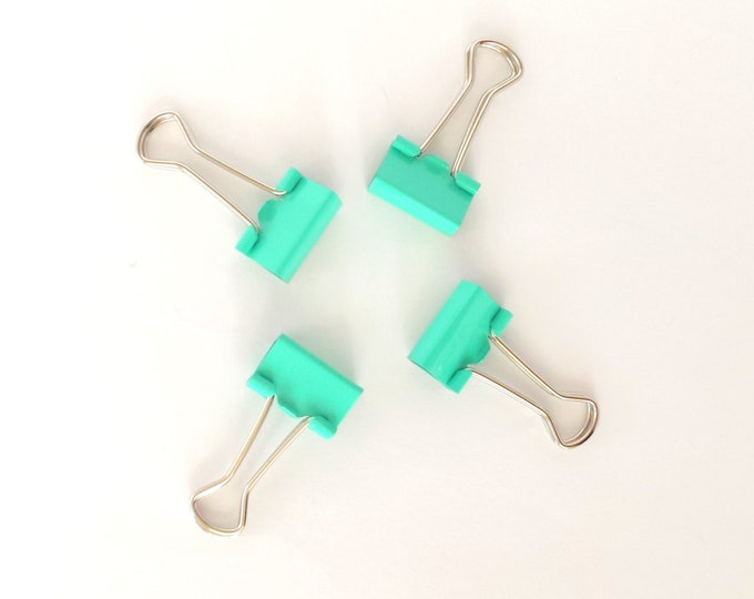 Set of 4 Metal Binder Clips teal / Mint Etsy