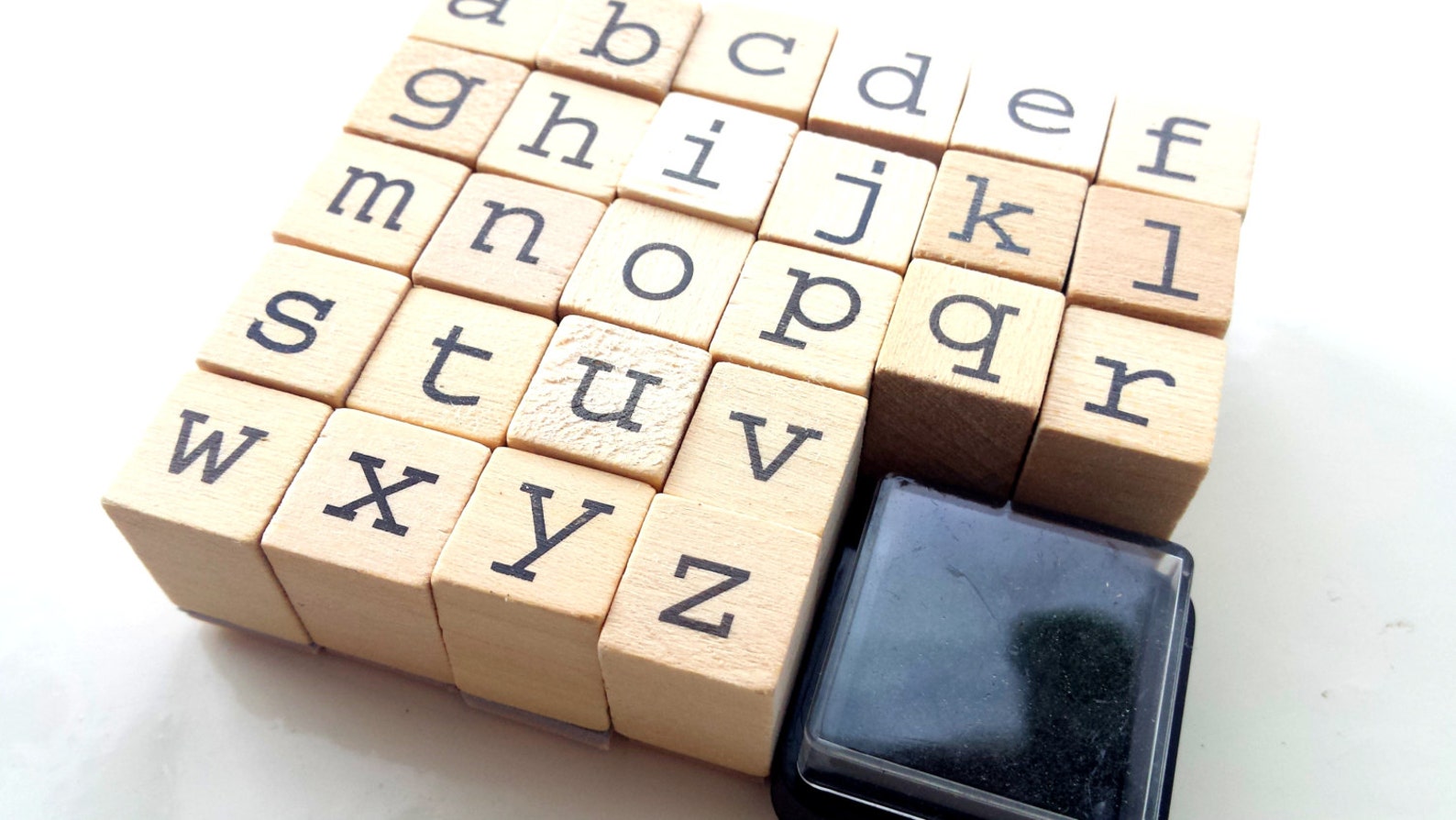 Wooden Alphabet Stamp Set Including 1 Black Ink Pad Etsy
