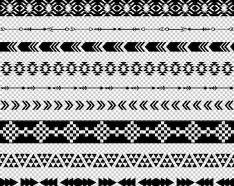 Tribal clipart: "Tribal Borders" 30 aztec clip art, aztec border clipart, digital borders, tribal digital stamps, Commercial use