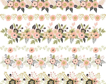 Clipart con bordo floreale: grafica PNG di fiori (download digitale)