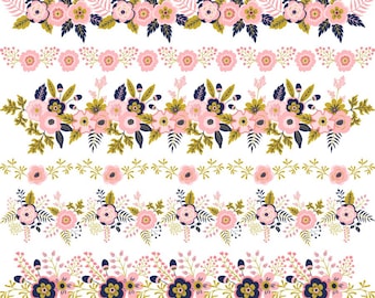 Clipart con bordo floreale: grafica PNG di fiori (download digitale)