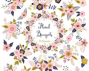 Floral Bouquet clipart, floral clipart commercial use, floral clipart pink, flower clipart wreath, flower clipart download, flower clip art