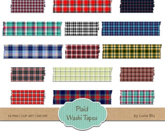 Digital Washi Tape: "Plaid washi tape clipart", plaid clipart, washi clipart, plaid patterns, washi scrapbook, scrapbook embellishments