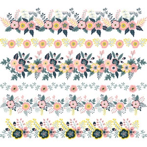 Floral Clipart Borders PNG, Flower Border clipart, floral border clipart, floral border graphic, flower border clipart commercial