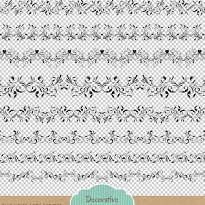 May include: A set of 32 black and white decorative borders with intricate floral designs. The borders are perfect for adding a touch of elegance to any project.