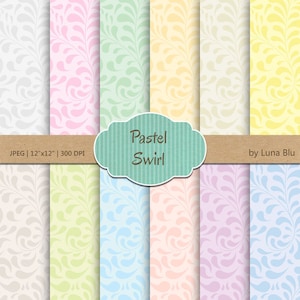 : Wirbel Digital "Swirl Pastell" Pastell digitale Papier, Wirbel Muster Hintergründe für Scrapbooking, Cardmaking, Handwerk