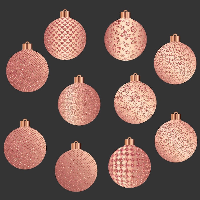 Rose Gold Christmas clipart rose gold christmas ornaments Etsy