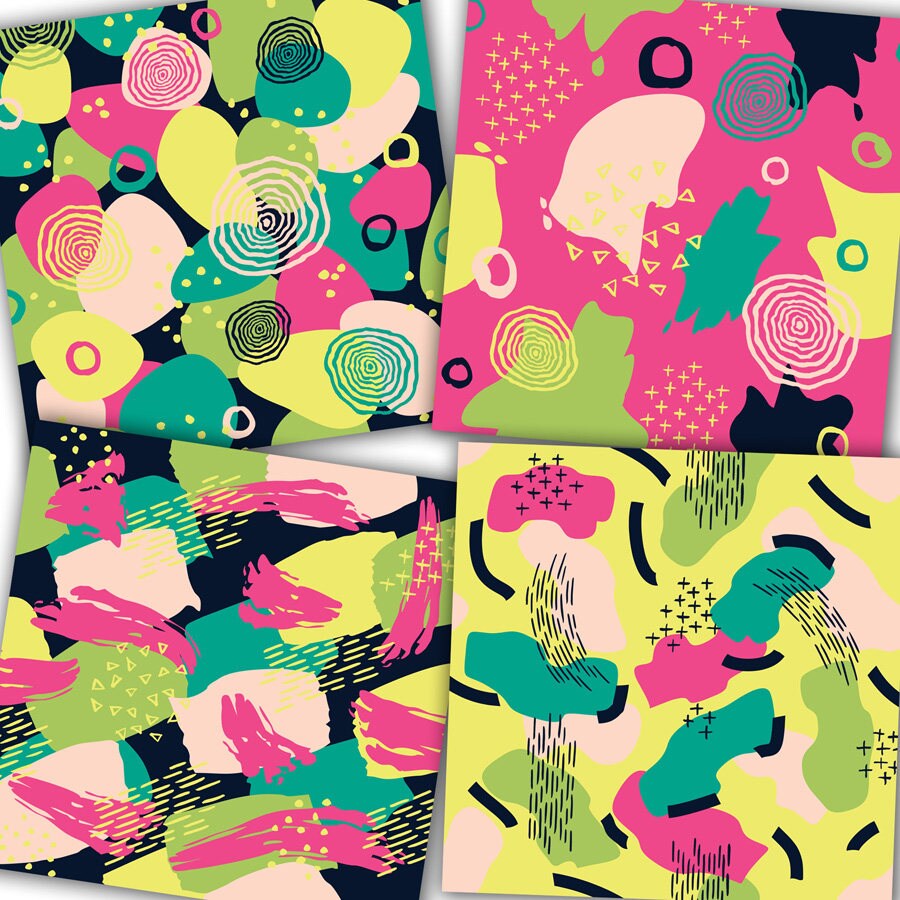 Modern Abstract Digital Paper: Trendy Seamless Patterns (12x12, 300dpi ...