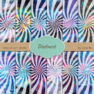Starburst digitale papier, digitale papier van de Melkweg, nacht hemel digitale papier, starburst achtergronden, ster digitale papier, sunburst digitale papier