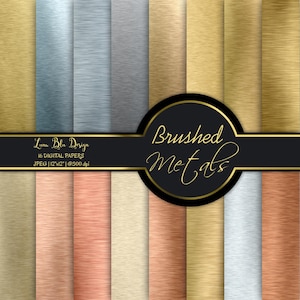 Gebürstete Metalltexturen, gebürstete Metalle Digitalpapier, Metallic digitales Papier, gebürstetes Metallgold, metallische Hintergründe, Gold, Silber