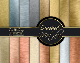 Brushed Metal Textures: Gold & Silver Digital Paper (12x12, 300dpi)