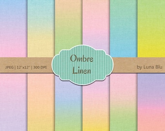 Pastel Ombre Linen Texture Digital Paper (12x12, 300dpi) (Digital Download)