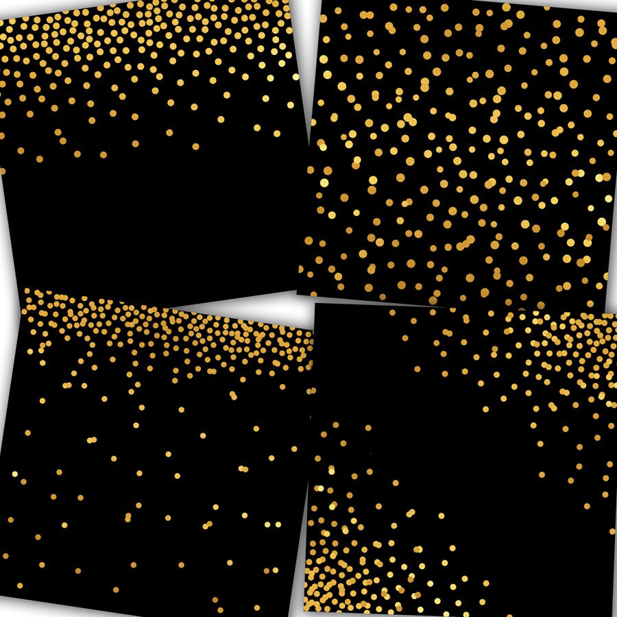 Gold Confetti Digital Paper: black and Gold - Etsy