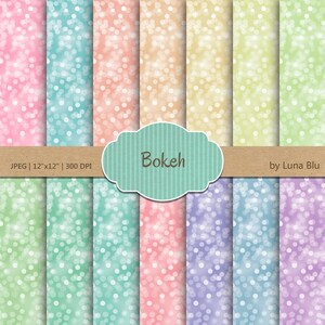 Bokeh Digital Paper Pack: &quot; Bokeh Background&quot; rainbow, pastel bokeh textures, for Personal and Small Commercial Use, Instant Download