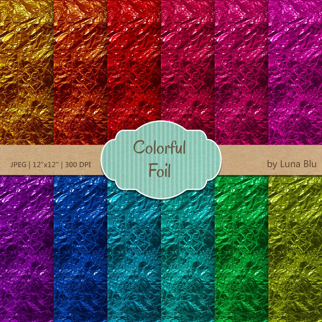 Foil Digital Paper Pack colorful Foil Colorful Digital Paper, Wrinkled