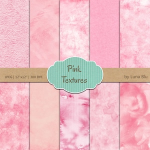 Textured Digital Paper: &quot;Pink Textures&quot; pink digital paper, pink backgrounds, textured backgrounds, distressed digital paper