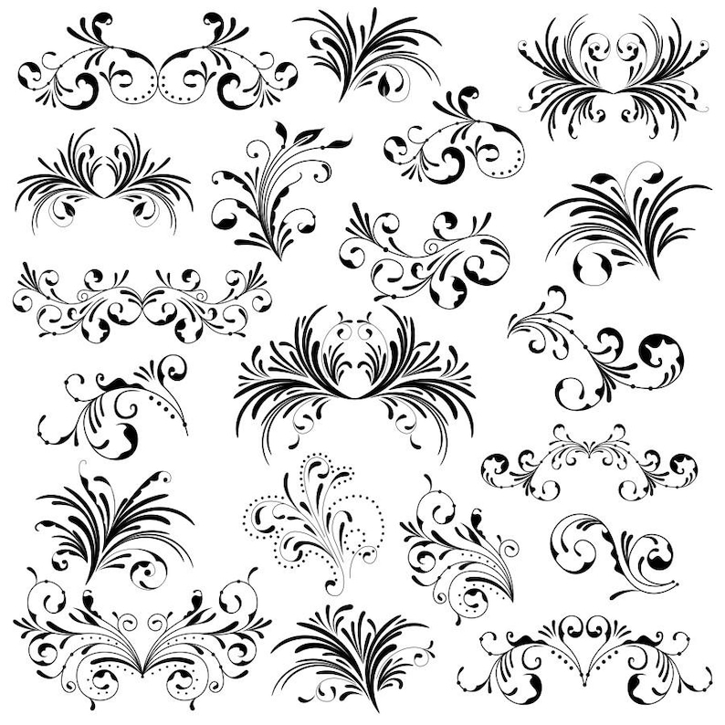 Flourish Clipart PNG, Decorative swirl flourishes clipart, flourish swirl clipart, decorative flourish elements, flourishes clip art image 1