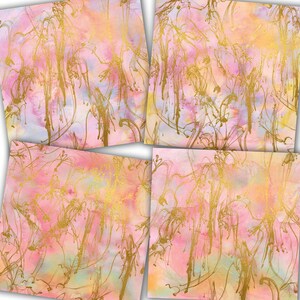 Pastel Marble Digital Paper: Gold & Silver Ink Textures (Digital Download) image 2