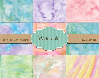 Digitaal papier aquareltextuur: regenboogpastelachtergronden (digitale download)