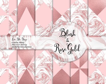 Blush & Rose Gold Geometric Paper: Chic Modern Backgrounds (Digital Download)