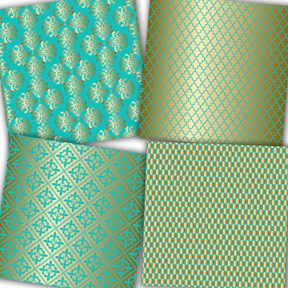 Turquoise and gold wrapping paper online