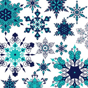 Schneeflocke Clipart, Weihnachten Schneeflocke Cliparts, Türkis und Marine Schneeflocken, verzierten Schneeflocke, Weihnachten Grafiken, Weihnachten Cliparts, blaue xmas