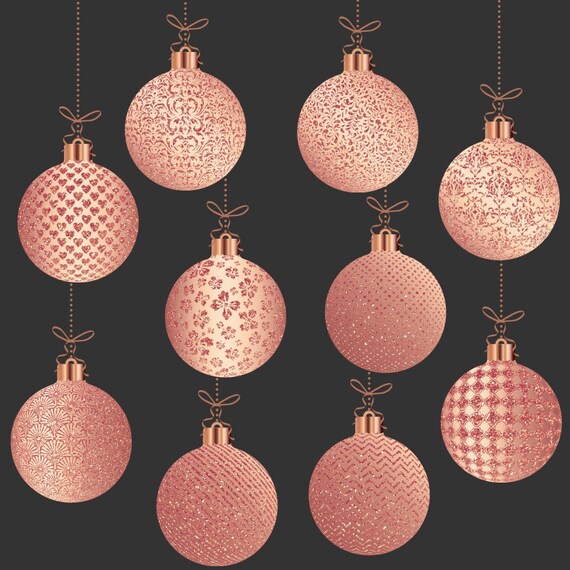 Rose Gold Weihnachten Cliparts Rose Gold Weihnachtsschmuck Etsy