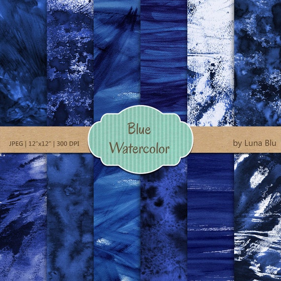 Watercolor Digital Paper Blue Watercolor blue Etsy