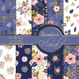 Floral Digital Paper Seamless, floral digital paper pink, floral digital background, floral scrapbooking paper, digital paper flowers