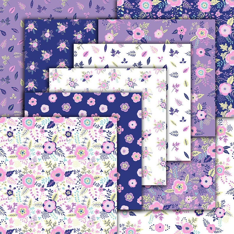 Digital Paper Floral Seamless Floral Digital Paper Etsy