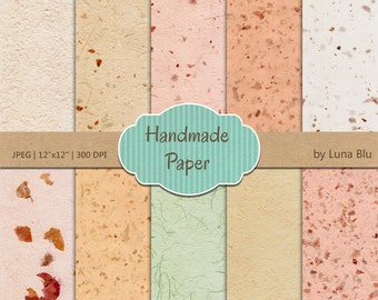 Handmade Recycled Paper Textures: 12x12 Digital Backgrounds (JPG)