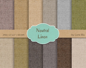 Neutral Linen Textures: Scrapbook Paper Pack (Digital Download)