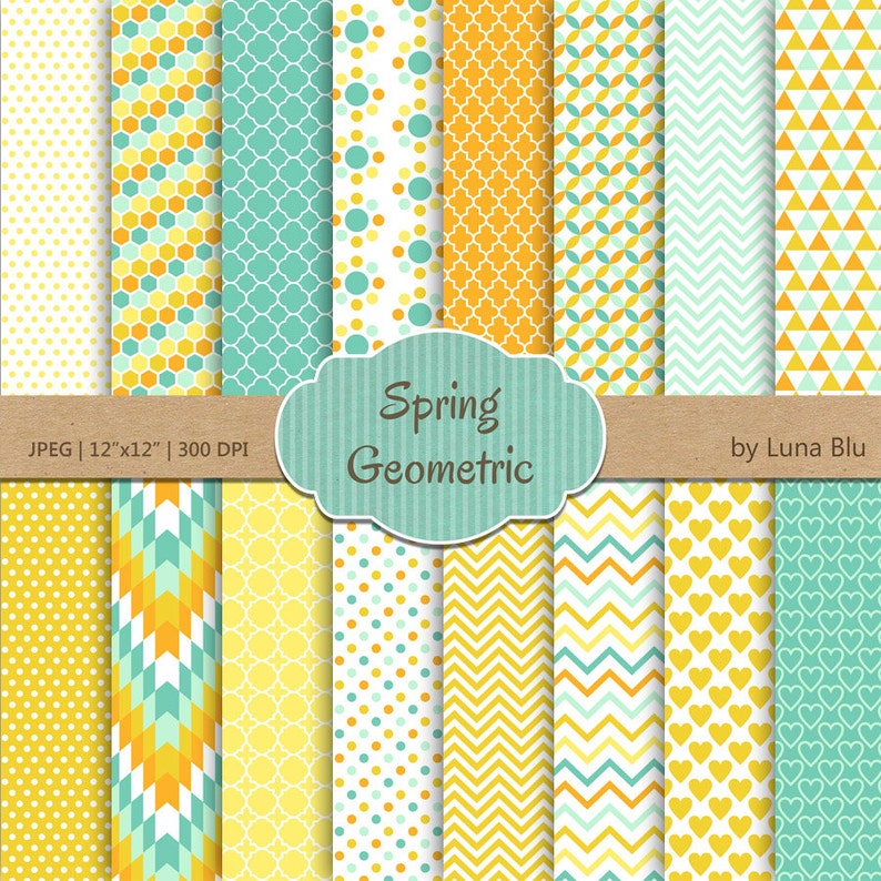 Geometric Digital Paper: Spring Geometric Patterns | Etsy