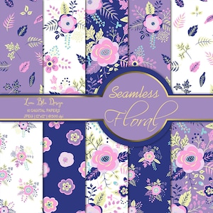 Digital Paper Floral, seamless floral digital paper commercial, floral digital background, floral scrapbooking paper, digital paper flowers