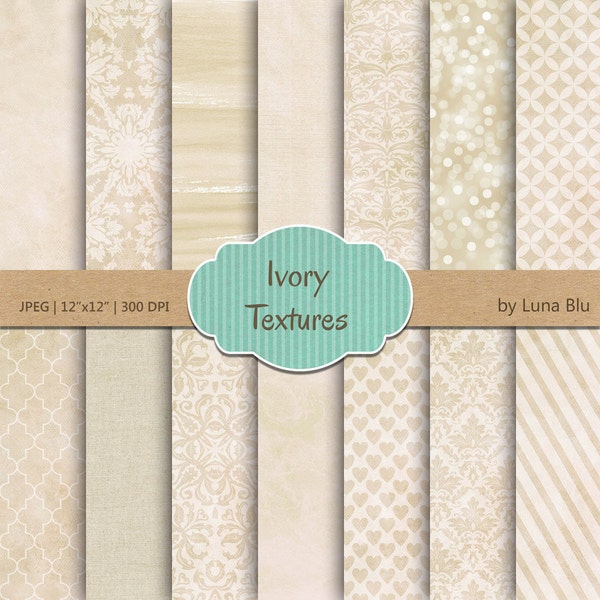 Ivory Digital Paper: "Ivory and Tan" textures, textured digital paper, neutral papers, wedding album backgrounds, textured digital paper