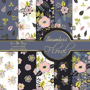 Floral Digital Paper pack, floral digital paper commercial, floral digital background, floral scrapbooking paper, digital paper flowers