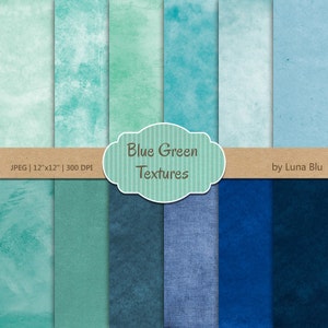 Beunruhigt Digital Papier: "Blue Green Texturen" strukturierte, digitales Papier, blau grün Feststoffe, strukturierte Hintergründe für Scrapbooking, cardmaking