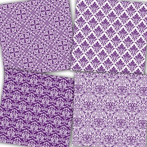 Purple Damask Digital Paper: "purple Damask Patterns" Purple Digital ...