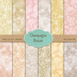 Bokeh Digital Paper Pack: "Champagner Bokeh Hintergrund" Pastell Bokeh Texturen, für persönliche und kleine gewerbliche Nutzung, Instant Download