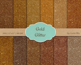 Gold Glitter Textures: Scrapbooking Paper Pack (Digital Download)