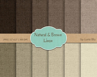 Linen Digital Paper Pack: Natural Brown Textures (12x12, 300dpi) (Digital Download)