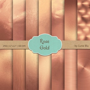 Rose Gold Foil Digital Paper: &quot;Rose Gold Paper&quot; Rose Gold Digital Paper, Rose Gold Foil Paper, Gold Backgrounds, Gold textures, copper foil