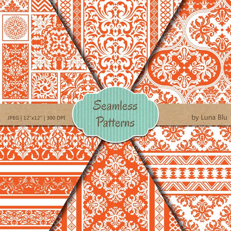 Orange Scrapbook Paper orange Seamless Patterns Etsy
