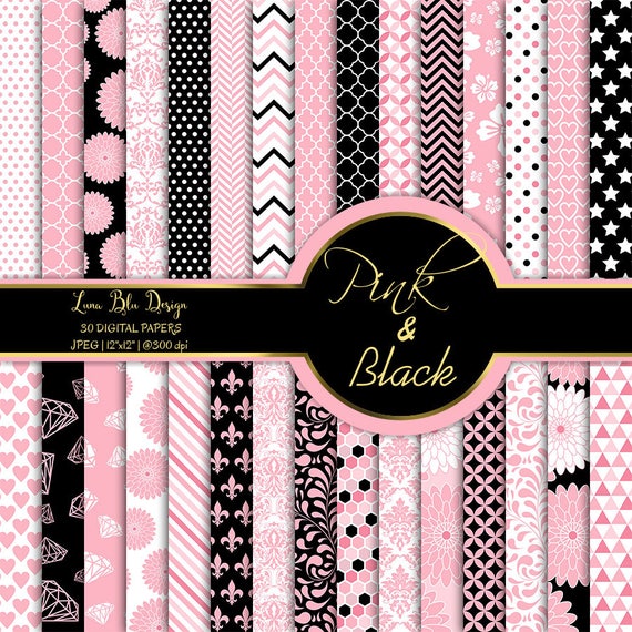 Rosa Und Schwarzen Papier Pack Rosa Digitale Hintergrunde Etsy