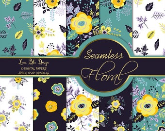 Seamless Floral Digital Paper Pack: Scrapbooking Backgrounds (Digital Download)