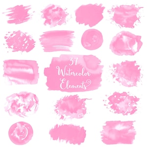 Imágenes prediseñadas de salpicaduras de acuarela rosa, manchas de acuarela, pinceladas de acuarela, salpicaduras de acuarela rosa, imágenes prediseñadas de salpicaduras, logotipo de acuarela